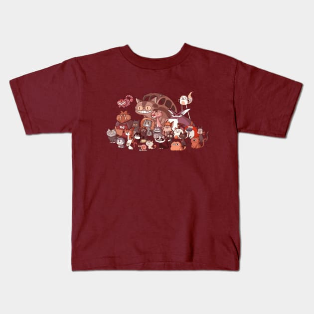 Cool Cats Kids T-Shirt by paperbeatsscissors